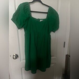 ANDREE BY UNIT Green Puff Sleeve Midi Dress